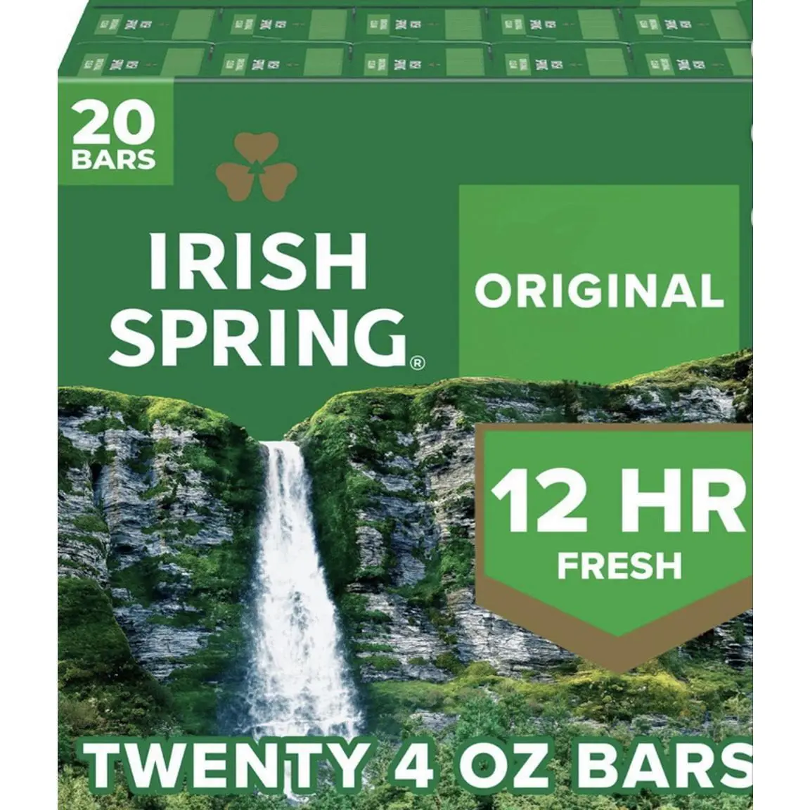 Irish Spring Original 4 oz Bar Soap, 20 ct, 12 HR Fresh, 20 Bars, 4 oz Each, 20 Bars Total Body Care Pack