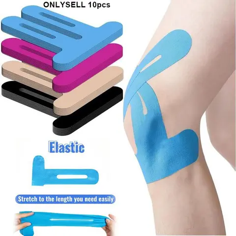 10 Pre-cut Knee Sports Kinesiology Tapes, Kinesiology Strapping Tape - Breathable, Elastic, Waterproof Muscle Support Tape for Stabilization, Sports Recovery - Flexible, Durable for Professional Sports & Body Relaxation