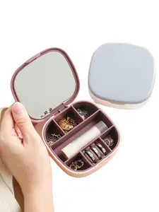 Portable Jewelry Storage Box Travel Accessory Organizer, Multifunctional Necklace Earring Holder for Girls, Lipstick Container