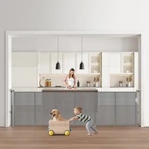 VEVOR Retractable Baby Gate, 34 inch Tall, Extends up to 110 inch Wide, Retractable Gate for Kids or Pets, Mesh Material, Easy to Install for Indoor Stairs, Doorways, Hallways, Playrooms, Gray