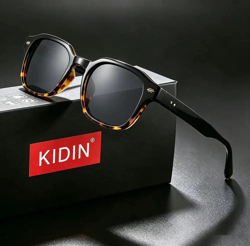 KIDIN Retro Square Rivet Polarized UV400 Sunglasses for Men & Women