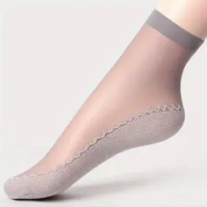 5 pairs of ice-feeling breathable socks - stockings, Women's socks, spring, summer, autumn,  bottom, sweat-absorbing, non-slip socks, flesh-colored anti-snagging  medium thin model