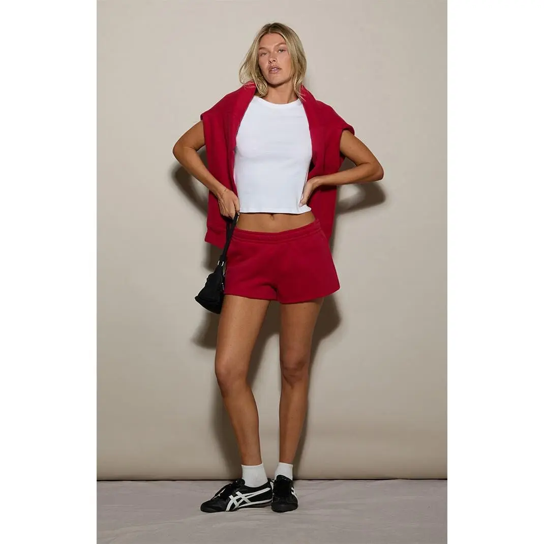 Pacsun Women's Red Ultra Soft Fleece Core Mini Sweat Shorts