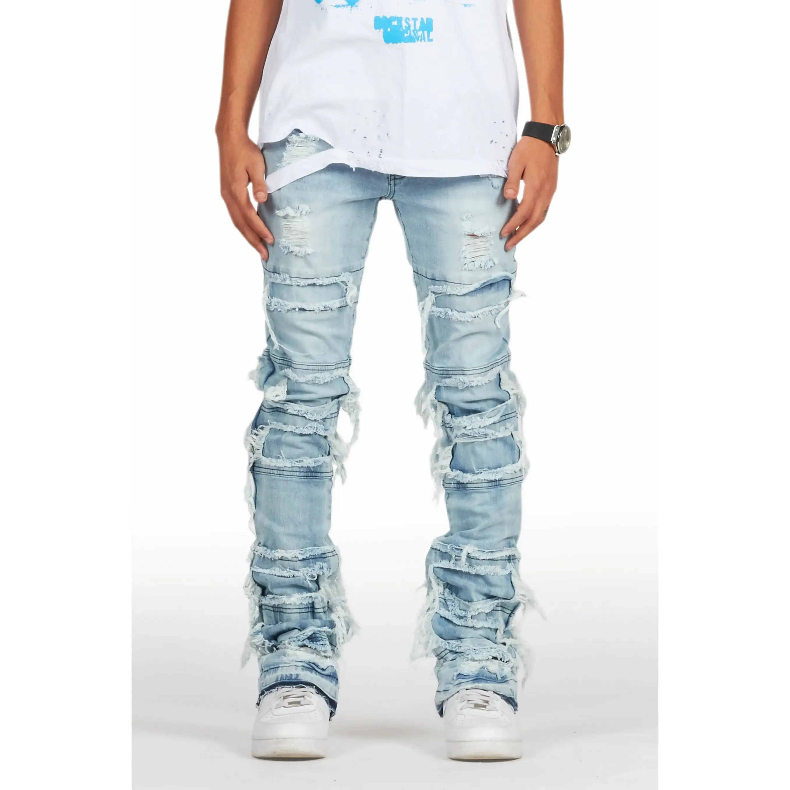 Vasco Light Blue Stacked Flare Jean