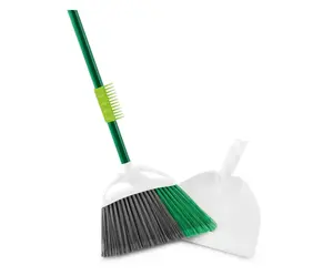 Precision Angle Broom and Dust Pan Green / White Clean Fibers Comb