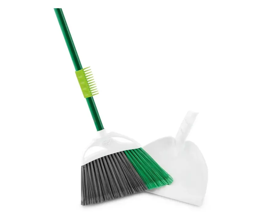 Precision Angle Broom and Dust Pan Green / White Clean Fibers Comb Precision Angle Broom and Dust Pan Green / White Clean Fibers Comb