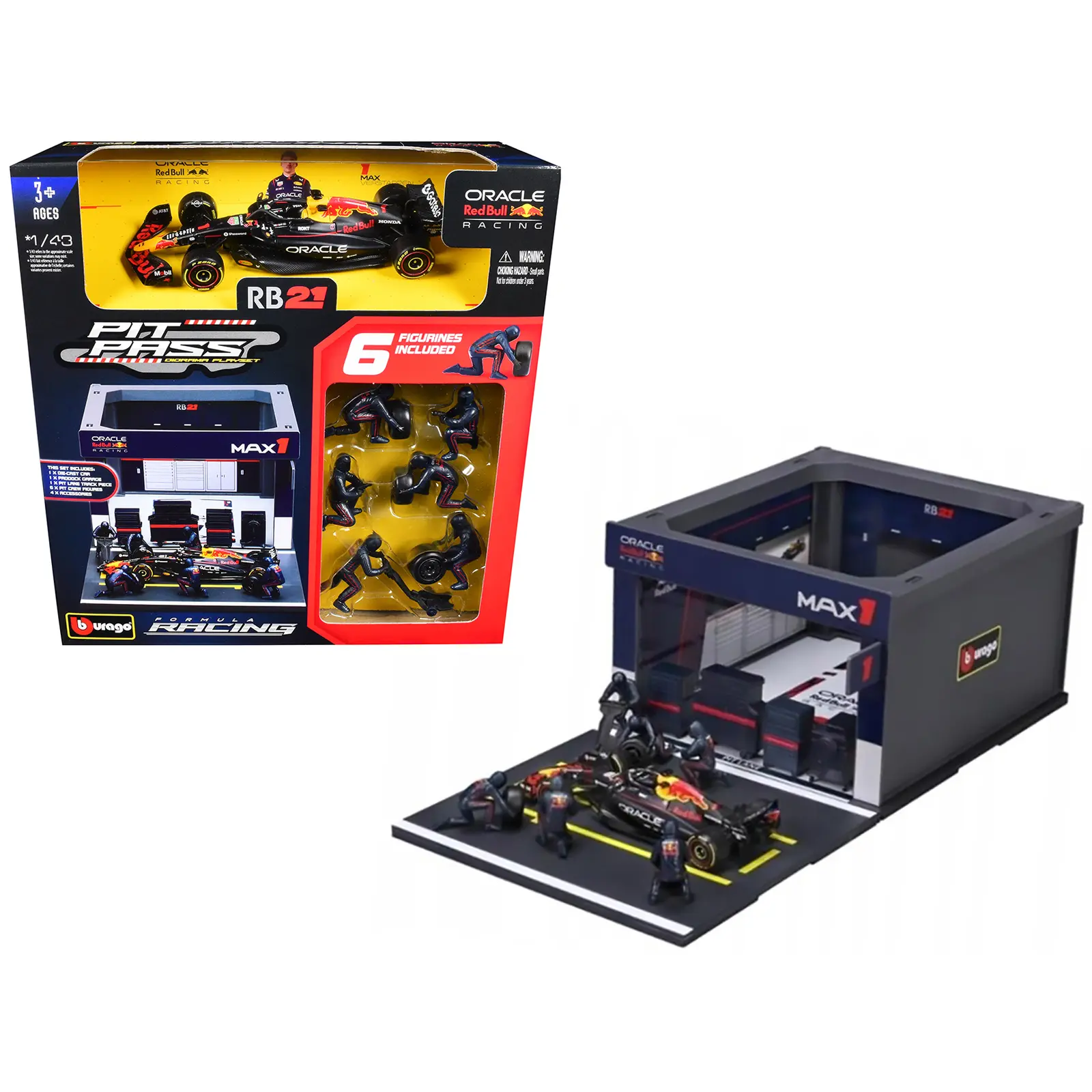Red Bull Racing Pit Pass Diorama Set with RB21 #1 "F1 World Championship" (2025) "Formula Racing" 1/43 Diecast Model by Bburago