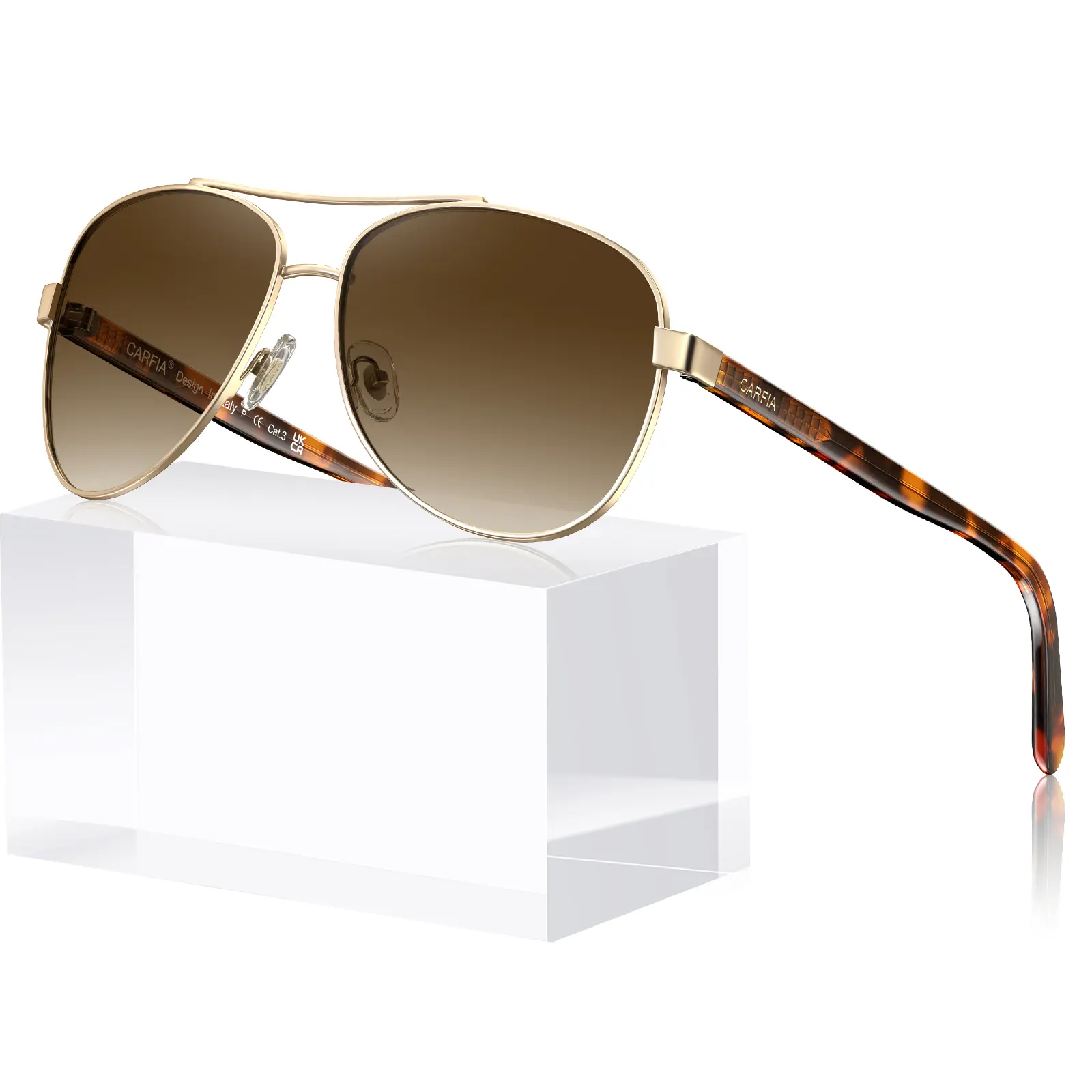 CARFIA Women's Polarized Aviator Sunglasses - 58mm/2.28 inches Sun Protective Eyewear with Lightweight Metal-TR90 Arms, Adjustable Metal Hardware, 100% UV Protection for Casual Outdoor Wear (Stylish Fashion Accessory)