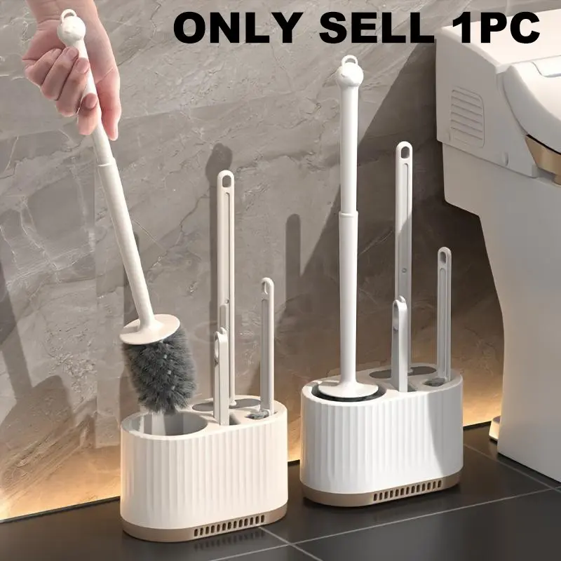 4pcs Toilet Brush Set, Wall-Mounted Cleaning Brushes, Bathroom Brush Cleaner, Four-Piece Luxury Design, Home Use Hygiene Tools, Space-Saving Holder Included, Toilet Brush With Holder, Toilet Brush Kit, Toilet Brush And Holder Set