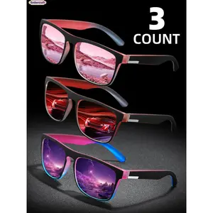 Unisex Polarized Sunglasses Set - 1 Size, Multicolor, Sporty Square Frames, Tinted Lenses, Lightweight Durable, Women's Sunglasses, Men's Accessories, Polarized Shades for Everyday & Outdoor Use,summervibes
