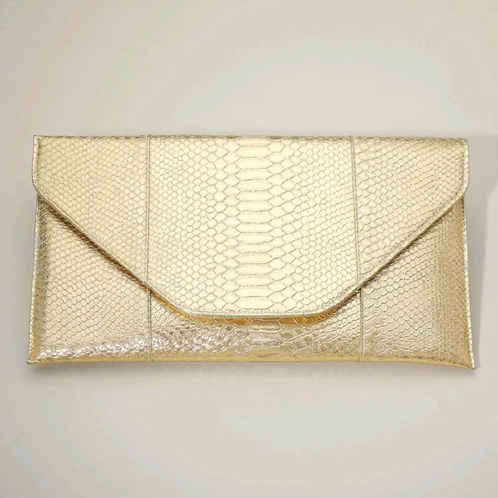 Snakeskin Foldover Clutch