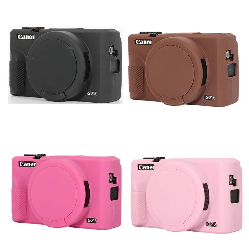 Soft Washable Silicone Rubber Camera Body Case with Lens Cap - Durable, Shockproof Guard for Canon G7X Mark II, III, G7XII, G7X2, G7XIII, G7X3 - Camera Protection Accessories, Handheld