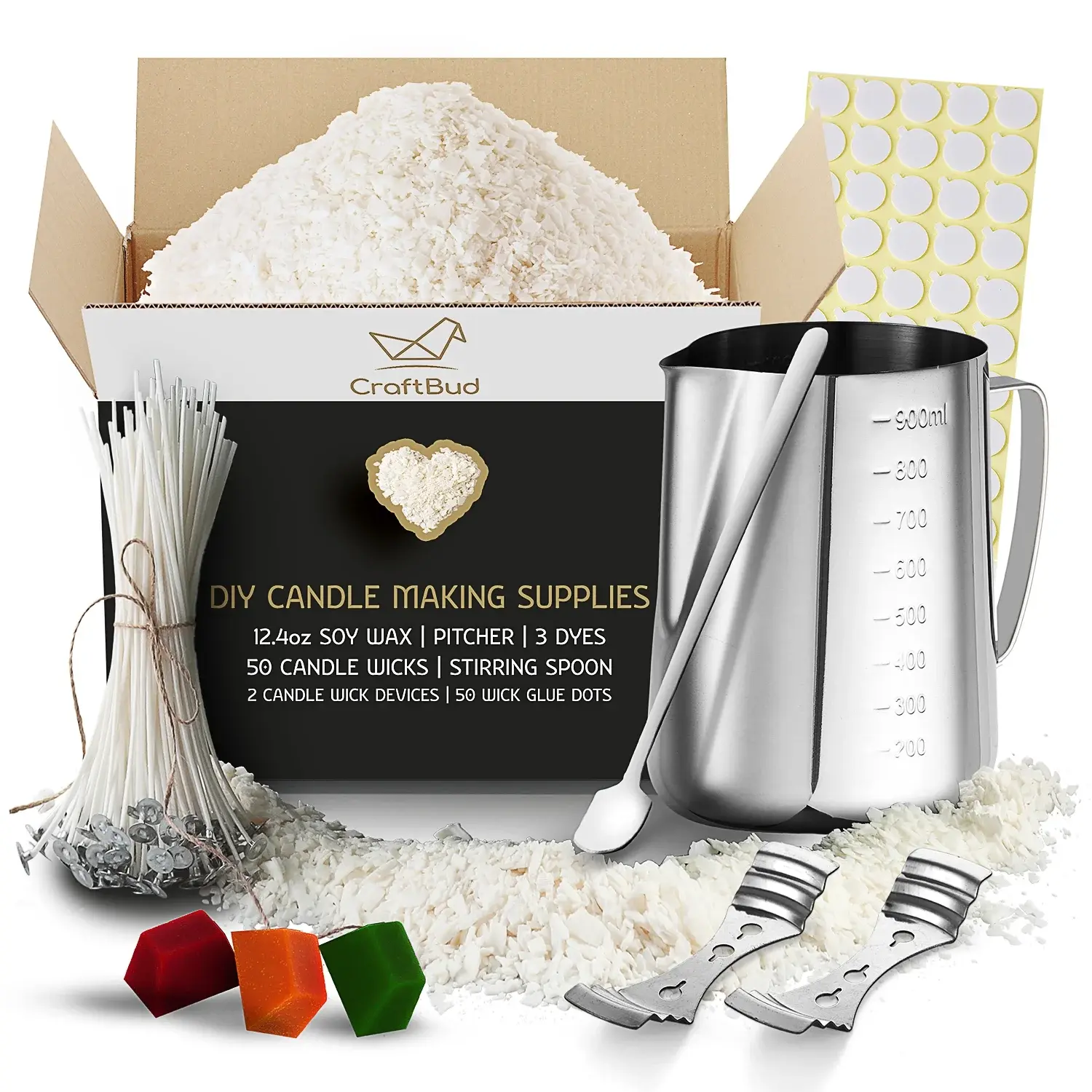 Craftbud Soy Wax Candle Making Kit for Adults and Kids with 12.4Oz Candle Wax for Candle Making Supplies Craftbud