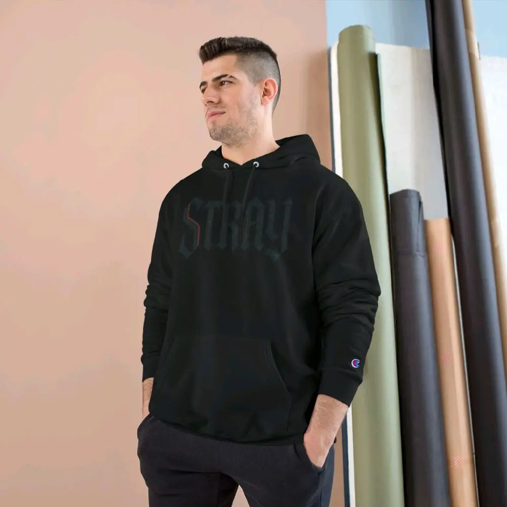 Champion Stray Dawg Champion Style Hoodie - Black Men's Sweatshirt with Front Logo Print