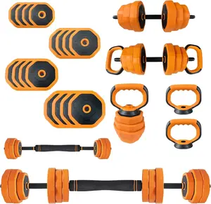 Adjustable Dumbbell Set, 44 LBS 4-In-1 Home Gym Weights with Connector As Dumbbell, Kettlebell,Barbell for Strength Training, Full Body Workout