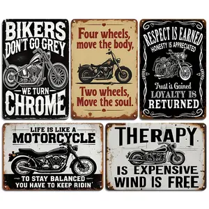 5PCS Vintage Metal Tin Wall Signs, Perfect for Motorcycle Enthusiasts |   Ideal for Home, Garage, Bar, Café and Outdoor Use. Motorcycle Decor Gifts, Room Decoration. 8x12 Inches, Iron Material, Wall Mounted, Multi-purpose.