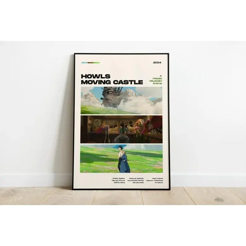 Howl's Moving Castle Movie Poster, Modern Movie Poster Print, Howl's Moving Castle Hayao Miyazaki Ghibli Poster Wall Decor