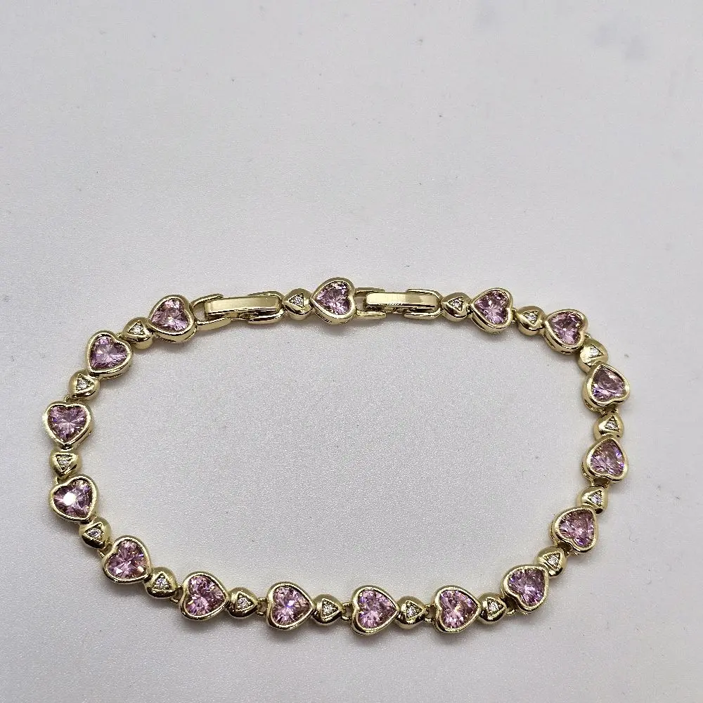 Heart Bracelet, Multicolor or Pastel Pink Design Fashion Accessory