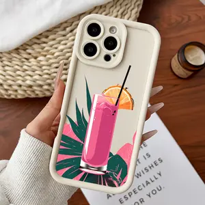 Compatible for iPhone11/12/13/14/15/16/17/promax/x/xs/xr/xsmax Case Pink Cocktail Soft TPU Shockproof Protective CASE