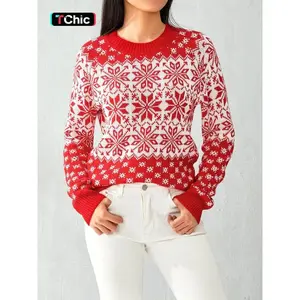 Women’s Christmas Sweater Knit Pullover, Casual Fitted Style, Moderate Fabric Thickness, Fall & Winter Fashion, Ladies Ugly Xmas Sweater, Long Sleeve Women’s Wear