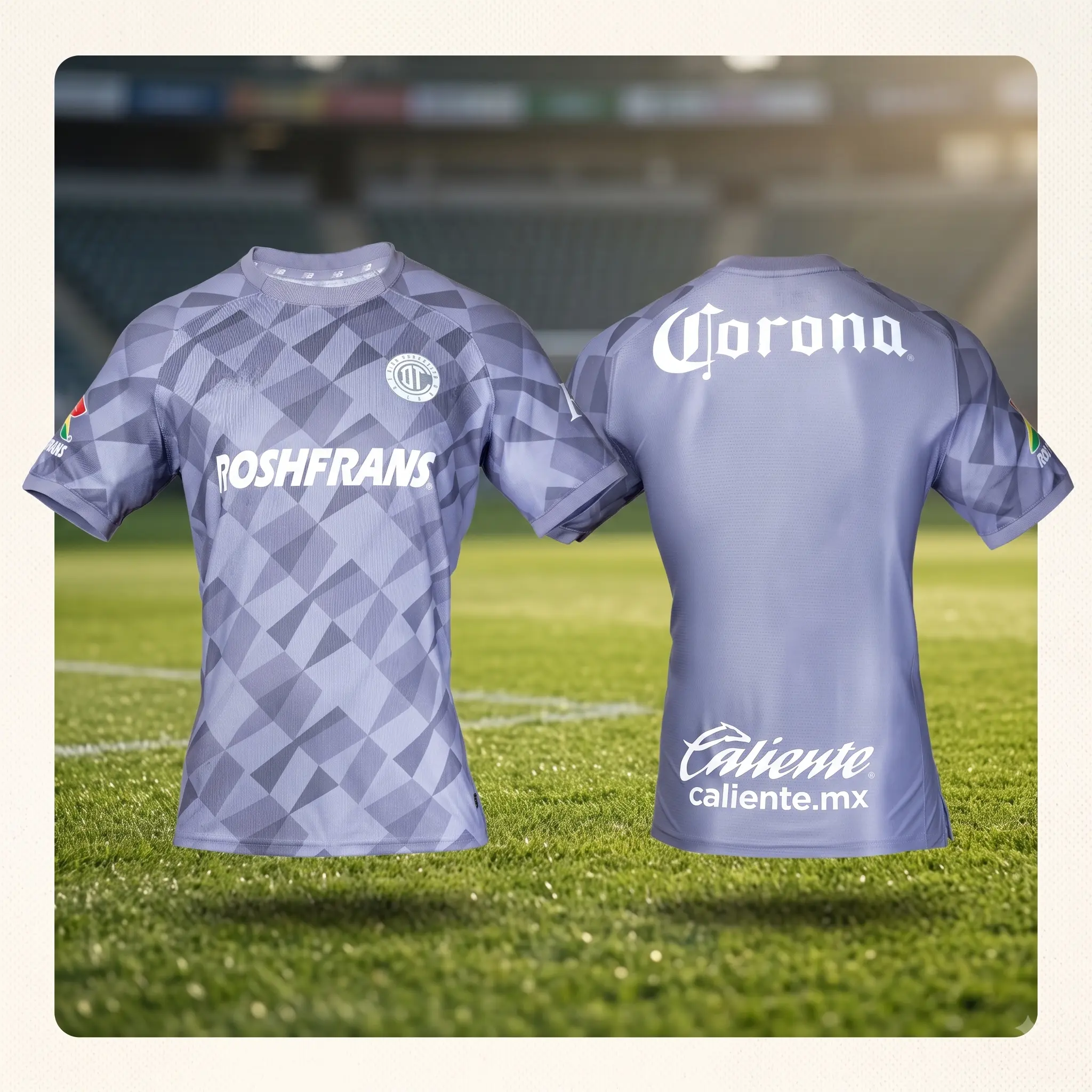 Men’s Purple Geometric Pattern Soccer Shirt, Quick-Dry Football Kit Toluca FC Goalkeeper Jersey 24-25