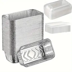 50 Pack Disposable Loaf Pans with clear or board Lids | 2lb, 7.8x4.3" Bread Pans, Food Storage Containers, Heavy-duty Aluminum Foil Cake Pans, Pastry Boxes, Perfect for Baking Bread and Street Treats Takeout