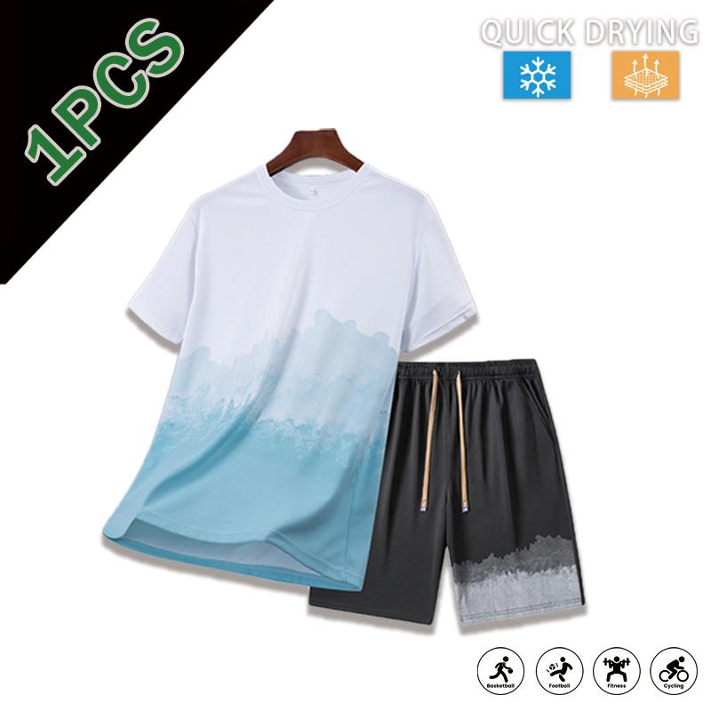 Men’s summer ice silk set — lightweight, breathable, quick-drying cooling tracksuit