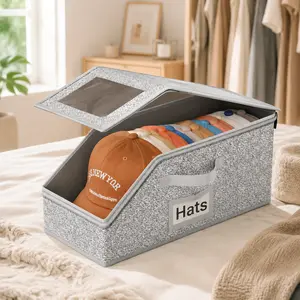 Stackable Hat Storage Box – Baseball Cap Organizer for Closets; Also Suitable for Storing Gloves, Clothing, and Toys. Features a Dustproof Non-Woven Fabric Design, Flip-Top Lid, Space-Saving Profile, and Breathable Material. Bag Set