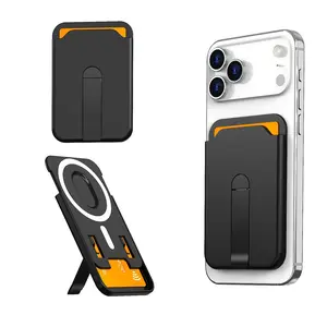 Magnetic Card Holder with Adjustable Stand Matte PC Material High-end Transparent Compatible with Wireless Charging for Bus Cards & Access