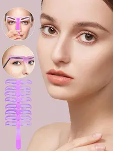 8in1 Eyebrow Template Set Reusable Brow Shaping Stencil Makeup Tool Kit