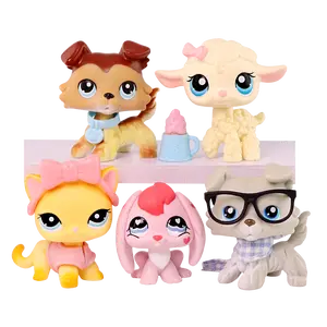 Mini pet shop bobble head figures collie lamb shorthair cat bunny animal figures for kids easter birthday gift