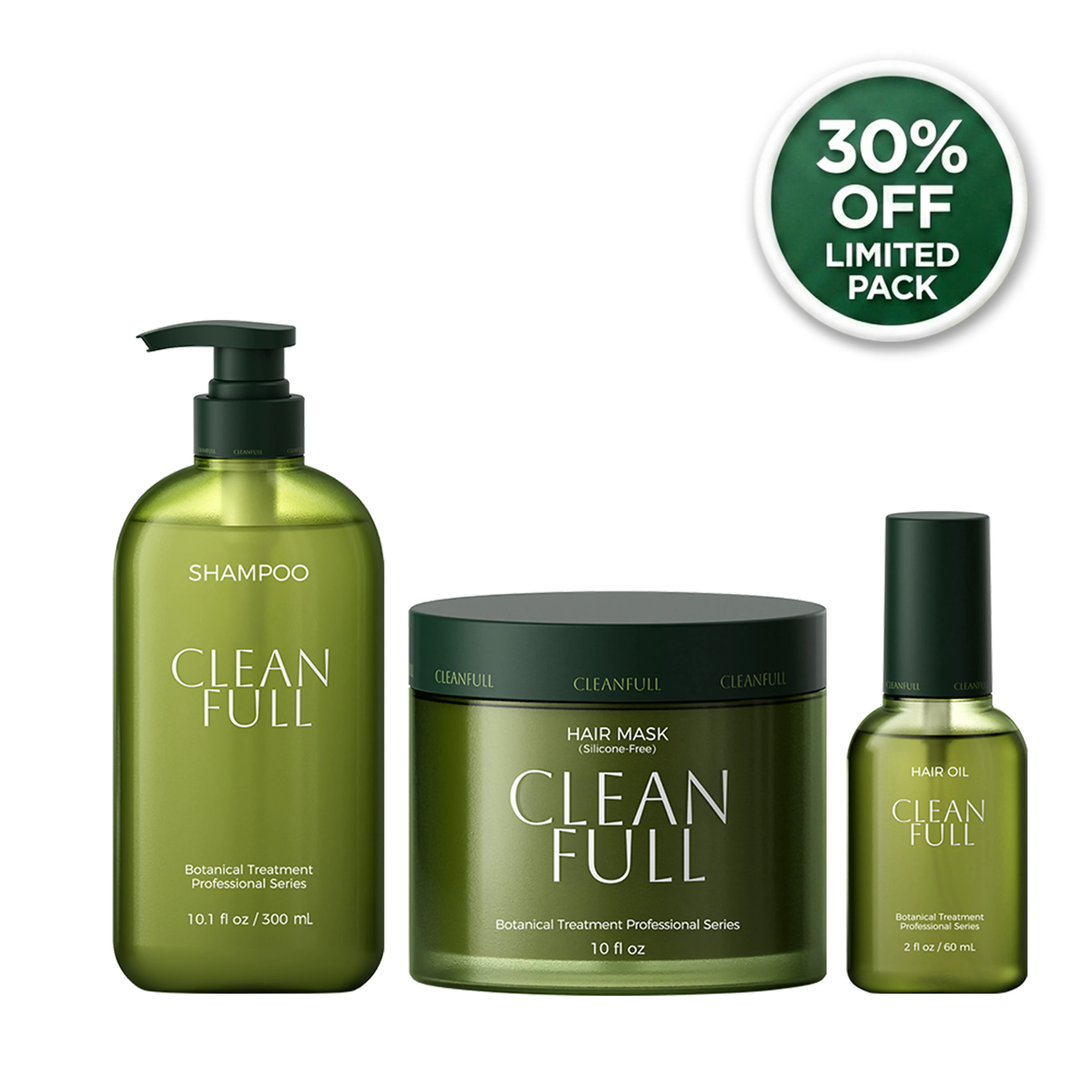 Kit I CLEANFULL Haircare Trio - Silicone-Free Shampoo, Mask & Oil Avocado Extract Complete Treatment with Ceramide for Anti-Frizz, Hydration & Repair, Hair Growth Products
