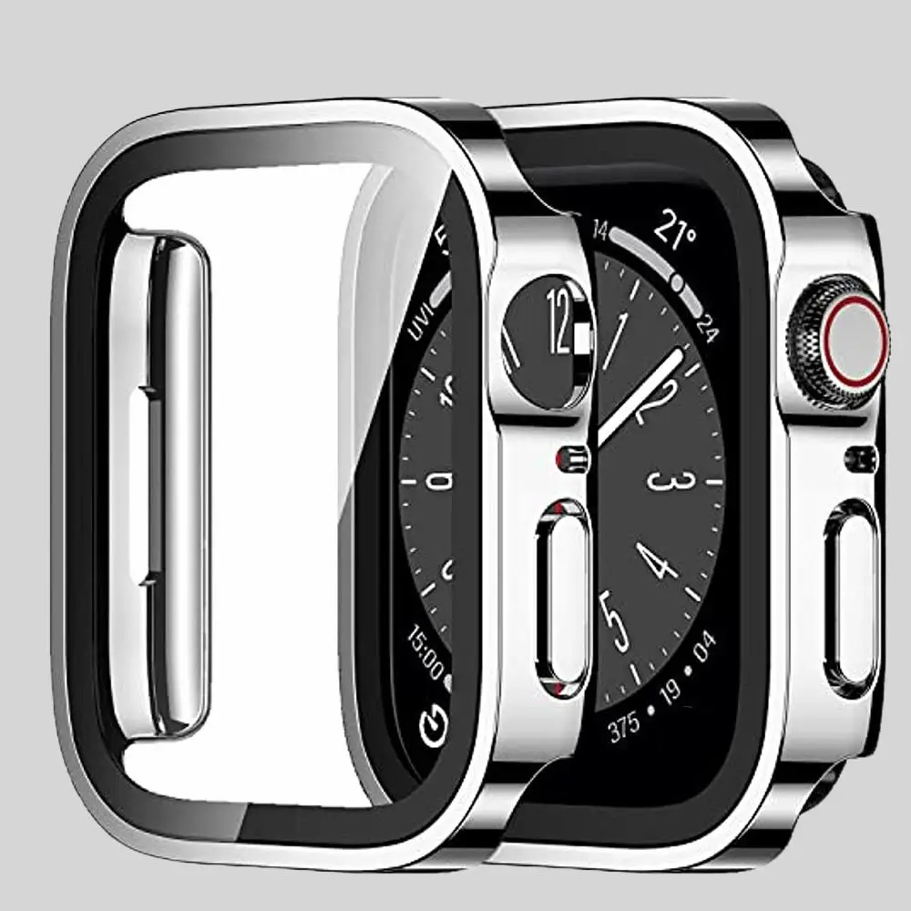 Smartwatch Screen Protector for Apple Watch Bands 45mm to 40mm, 1 Count Glass Protective Case 2 in 1 for iWatch Series Apple Smartwatches, Smart Watch