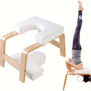 Multi-functional Yoga Inversion Stool, Relieve Stress Bench, Core Strength Training, 16.93 x 15.75 x 15.35 inches, Professional Home Fitness Chair, Wooden and Padded Design, with Assist Slot