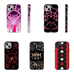 LIC Hazbin Hotel Helluva Boss Pattern Impact-Resistant Phone Case, Shockproof Dual Layer Phone Case For Samsung & Iphone 17 Air 17 Promax 16 15 14 11 Pro Max 13 12 Mini XR XS X Soft Back Cover Protection Shockproof Cellphone Smartphone
