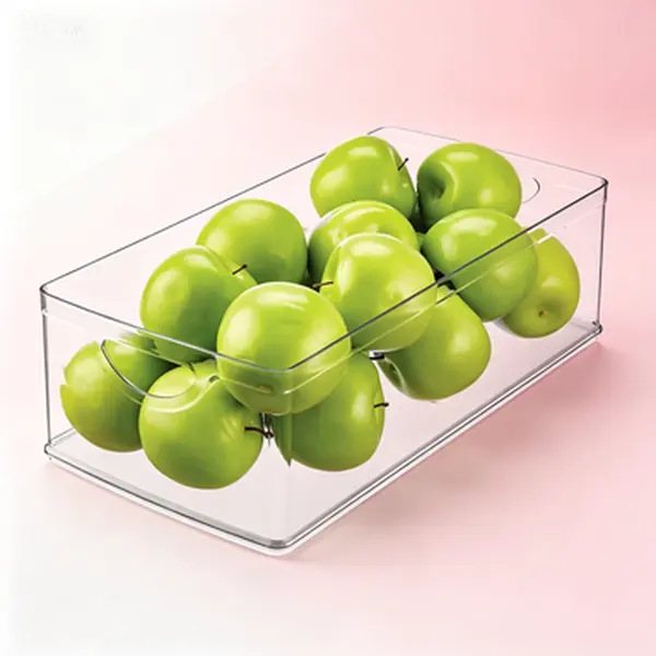 Stackable Clear Plastic Storage Bins, Extra Long Organizer for Kitchen Cabinet or Pantry, Declutter Kitchen Supplies, Reusable Kitchen Storage Containers with Lid, Clear Plastic Bins for Pantry Organization