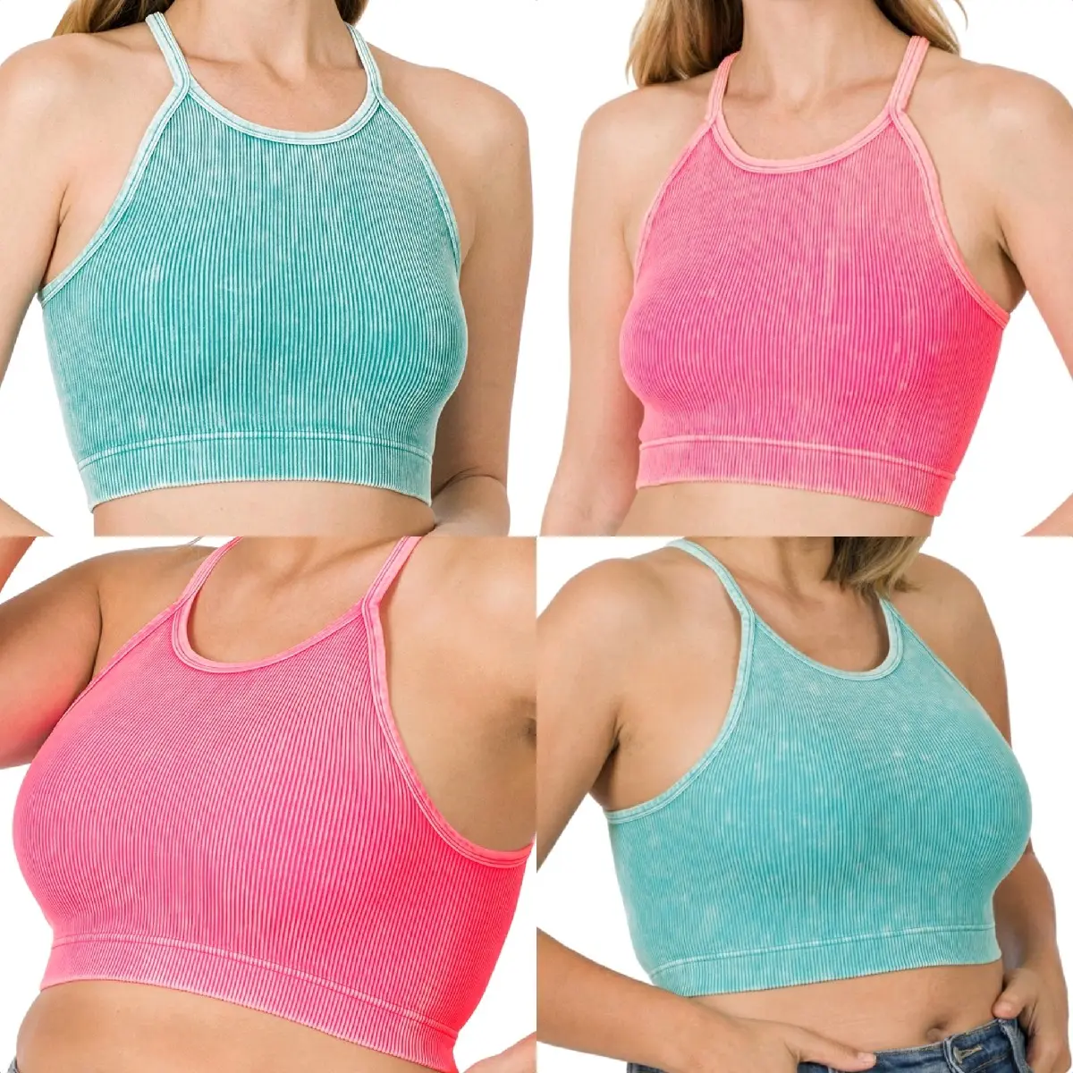 WASHED RIBBED SEAMLESS CROPPED CAMI TOP Womenswear Comfort
