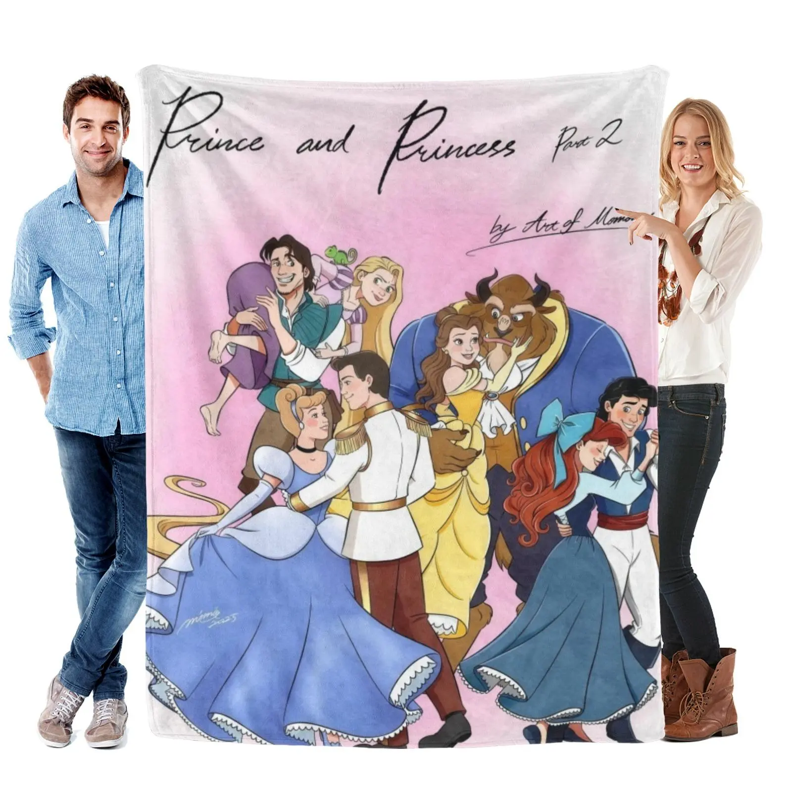 Disney Prince Princess Group Blanket, Soft Fleece Throw Blanket, Cozy Bed Flannel, Gifts For Kids Loving princess blanket