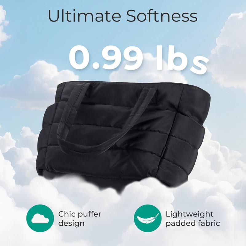 BAGSMART Lightweight Puffy Tote Bag with Compartments for Women, Quilted Shoulder Bag Handbag for Travel and Work Handbag for Travel and Work TikTokShopHolidayHaul