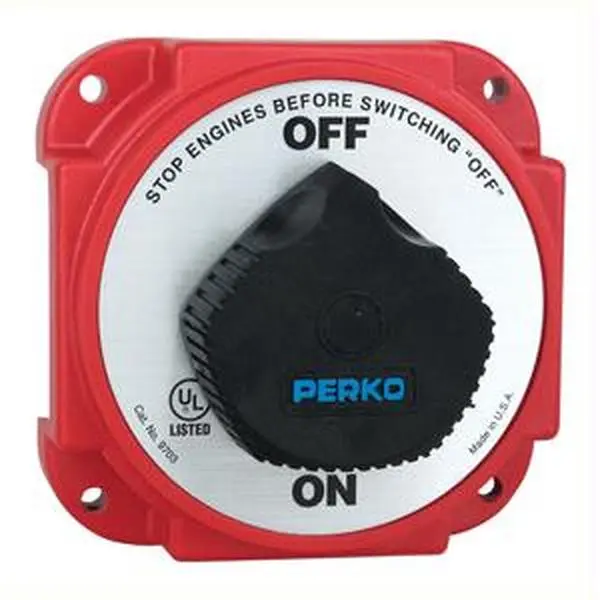 Perko 9703DP Heavy Duty Battery Disconnect Switch with Alternator Field Disconnect - 1200 A Intermittent, 24V, 32V, 450 A Continuous