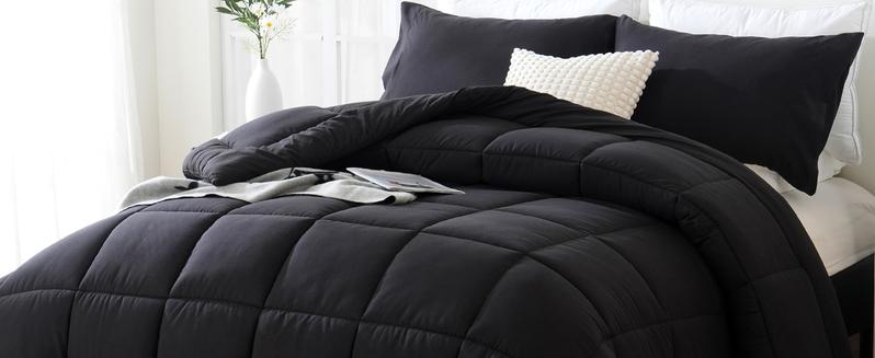 DOWNCOOL 3 PCS All Season Comforter Set(2pcs for Twin) - Soft Bed Set-Down Alternative Comforter with pillowcase, High Quality Quilting Design Box Stitching Technology