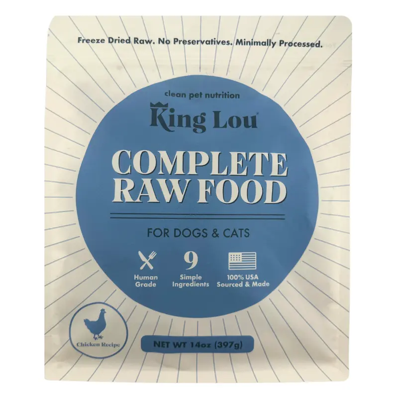 King Lou Complete Food- Chicken for Dogs & Cats, 100% USA, Human Grade, Freeze Dried Raw, AAFCO Approved Complete & Balanced, No Synthetic Vitamins
