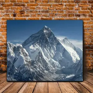 1 Piece Majestic Mount Everest Canvas Painting - Wooden Frame Wall Art Poster, High-Quality Canvas Print, Perfect for Living Room, Bedroom, Office, Bar, Cafe, and Restaurant Decoration - Thanksgiving, Halloween, Christmas, New Year's Day, Mountain Wall Ar