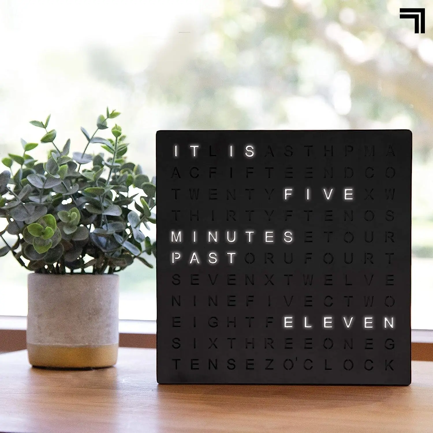 Alphabet Digital Word Clock, Light-Up Desk & Wall Clock, Modern Time Display, Shelf or Wall Decor for Home Office, Living Room, Kitchen & Bedroom, Housewarming Gift, Holiday Gifts