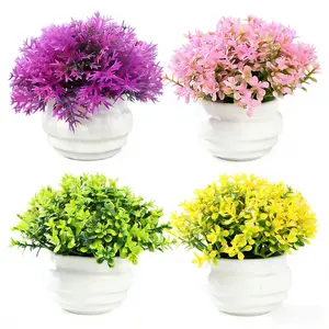 4 Pack Fake Plants Pots Mini Artificial Greenery Potted Plants for Home Decor Office Decor Room Decor Farmhouse Decor Indoor Table Bathroom Decor