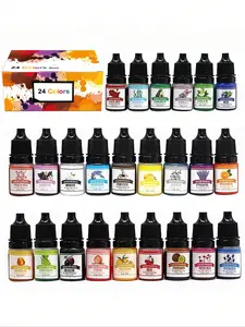 24 Color 5ML Epoxy Resin Paint Set, Candle Dye Liquid Coloring Agent, DIY UV Epoxy Molds Jewelry Making Soap Making Dye Paint Set, Handcraft