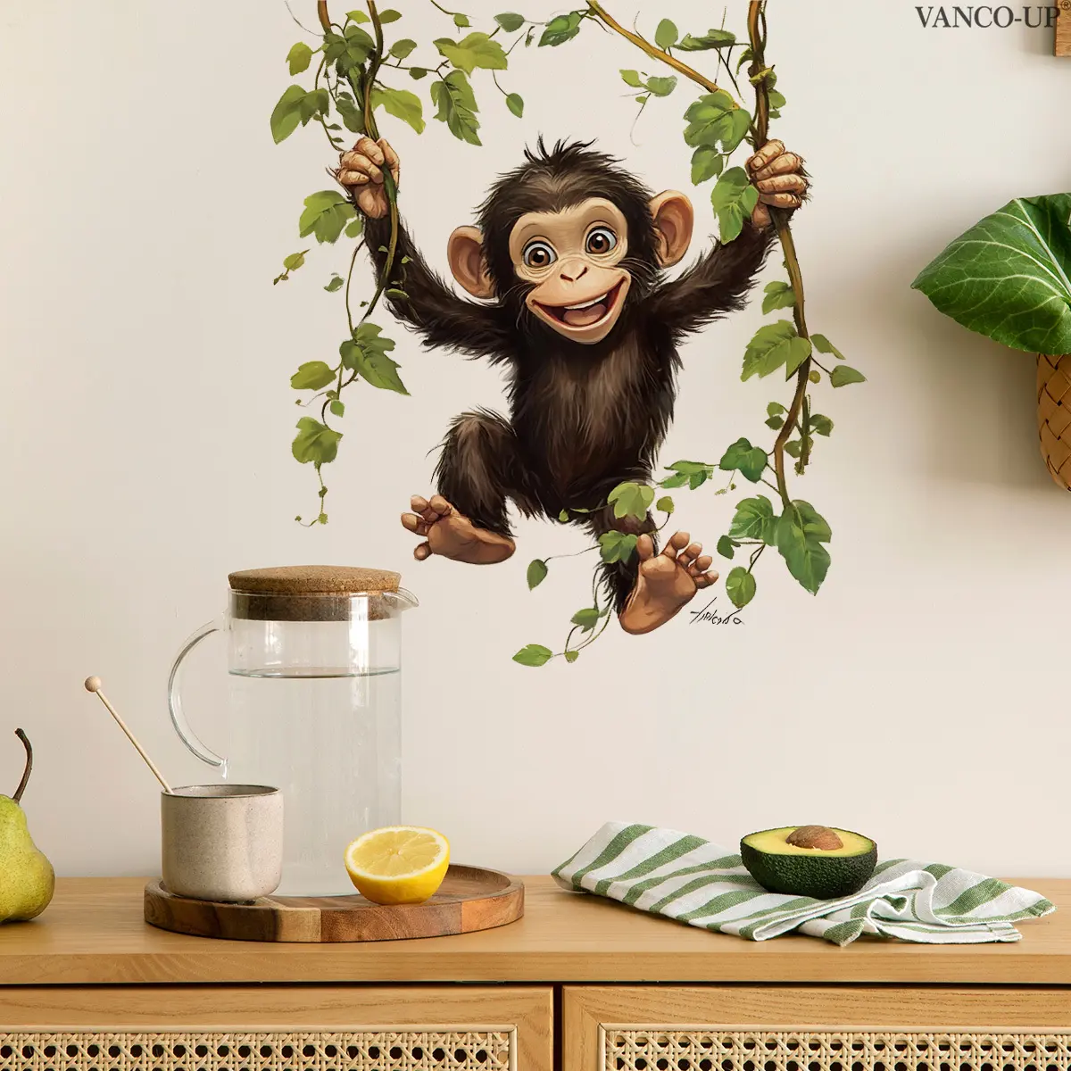 A (30*30cm) interesting monkey vine pattern Decorative Wall sticker, home decoration self-adhesive Wall sticker, M20447
