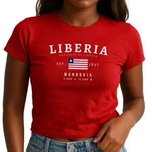 [Sale Up To 40%] Liberia Baby Tee, Y2K Top with Flag, Vintage Monrovia Shirt, West African Tee_1