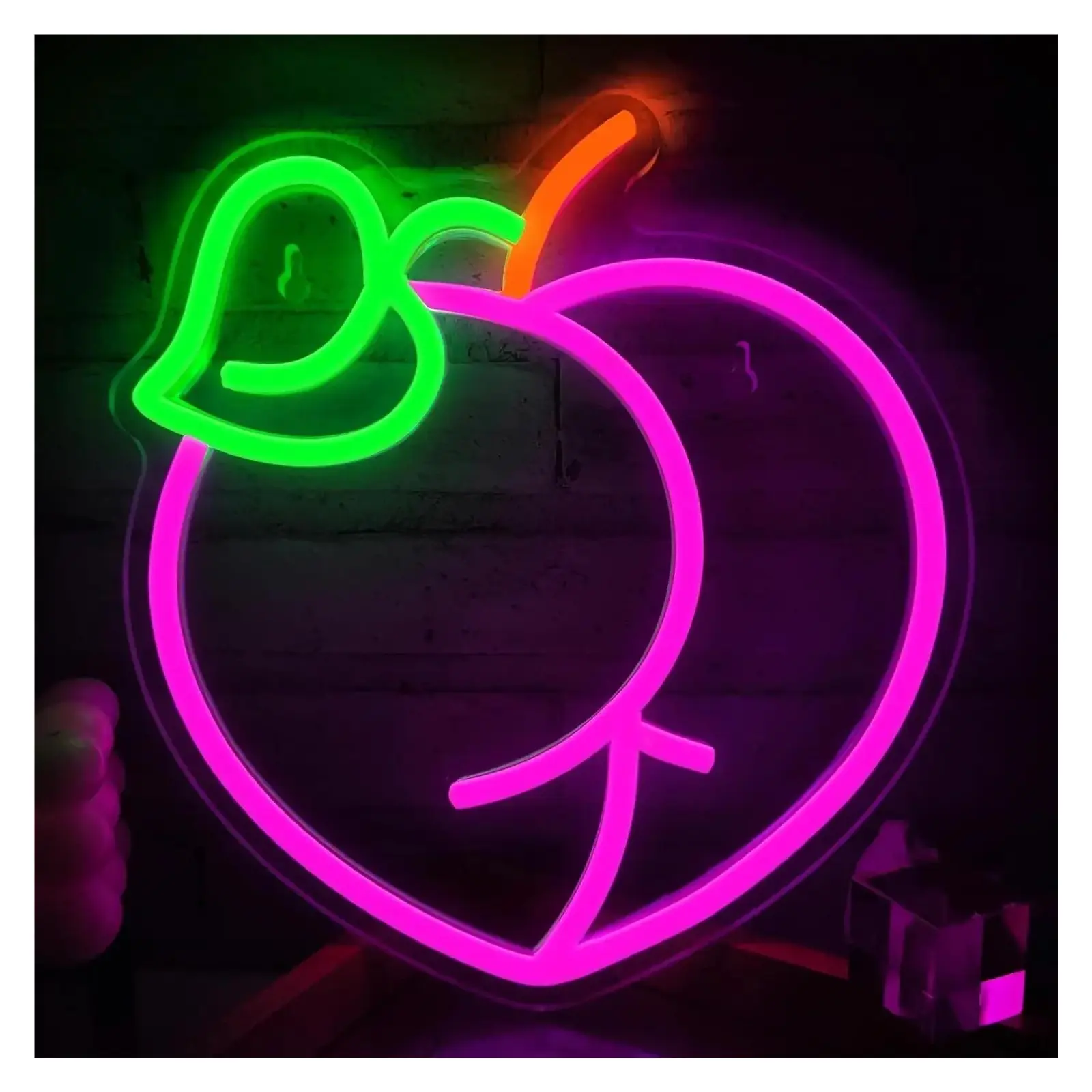 Fruit Peach Neon Sign Light Dimmable USB Powered For Room Bar Fruit Shop Girl'room Home Wall Decor 23cmx24.5cm
