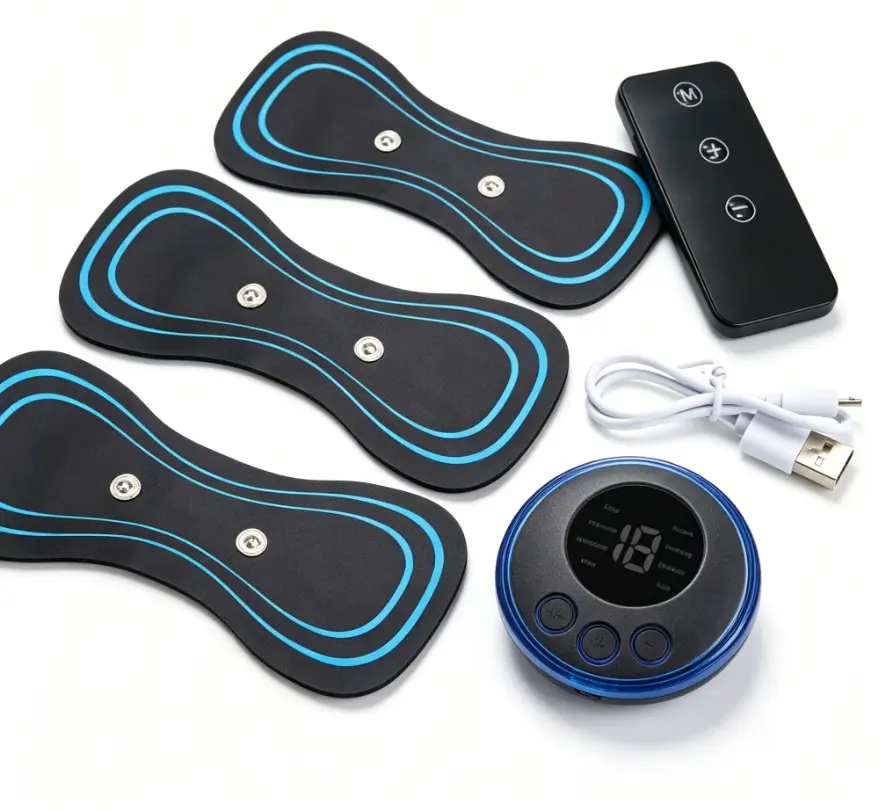 Mini Electric Pulse Neck Massager, Low Frequency TENS Unit Muscle Stimulator with Reusable Self-Adhesive Pads, Portable Home Therapy Device for Cervical Stiffness & Lower Back Pain Relief